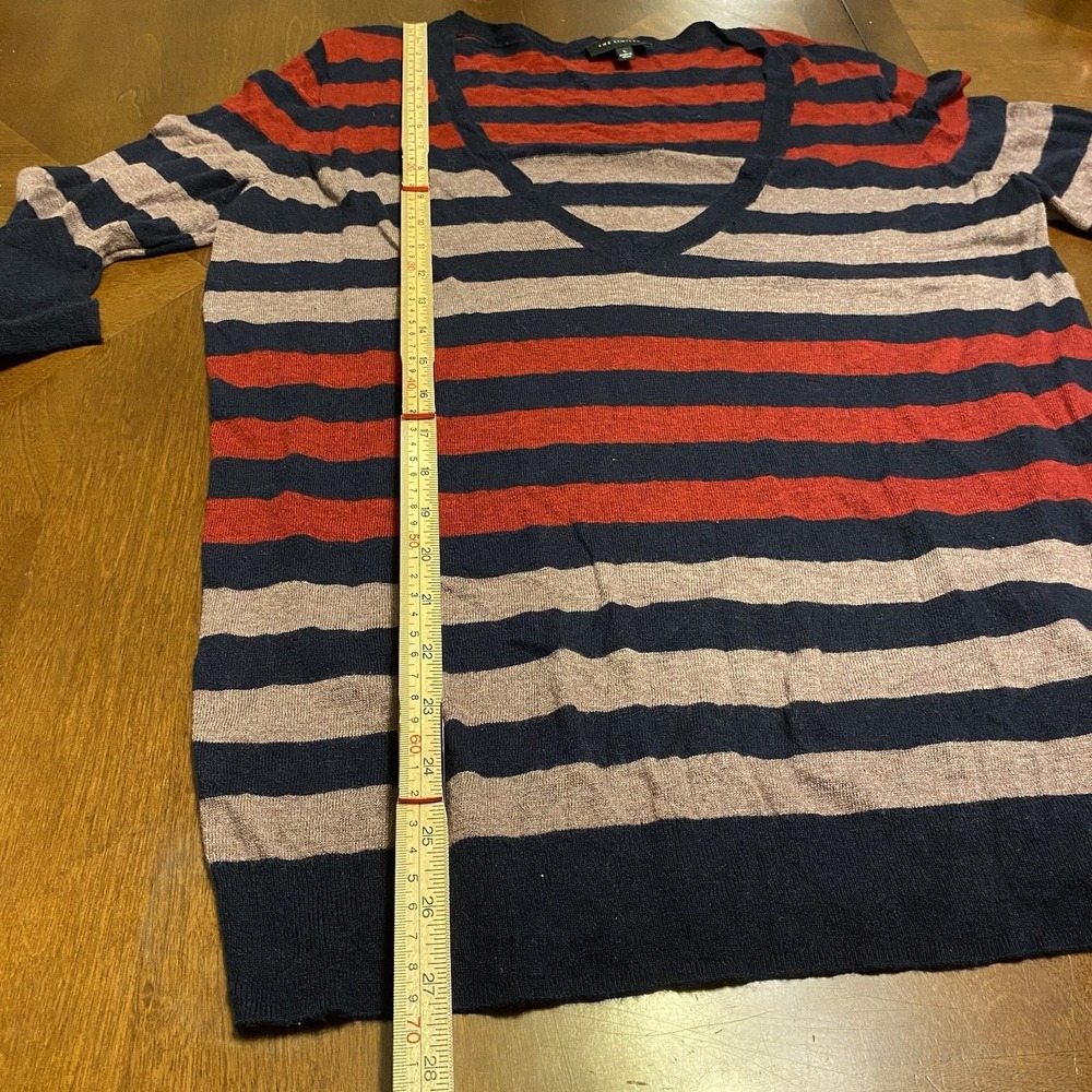 Limited Wool Blend V-Neck Striped Casual Sweater L Preppy Y2K Career Ski Snow - Picture 9 of 13